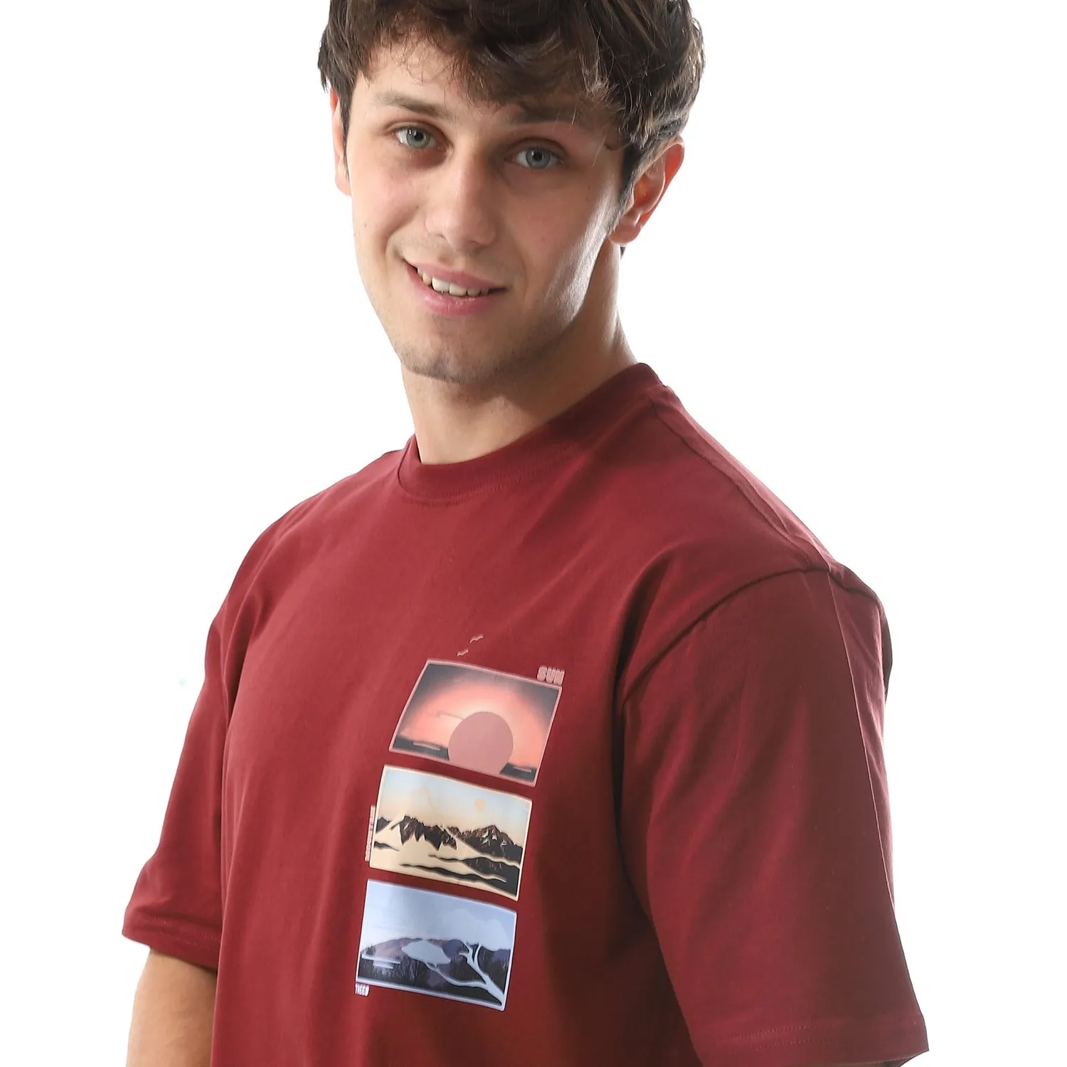 Men's Cotton T-Shirt - Classic and Comfortable Casual Tee - Dark Red