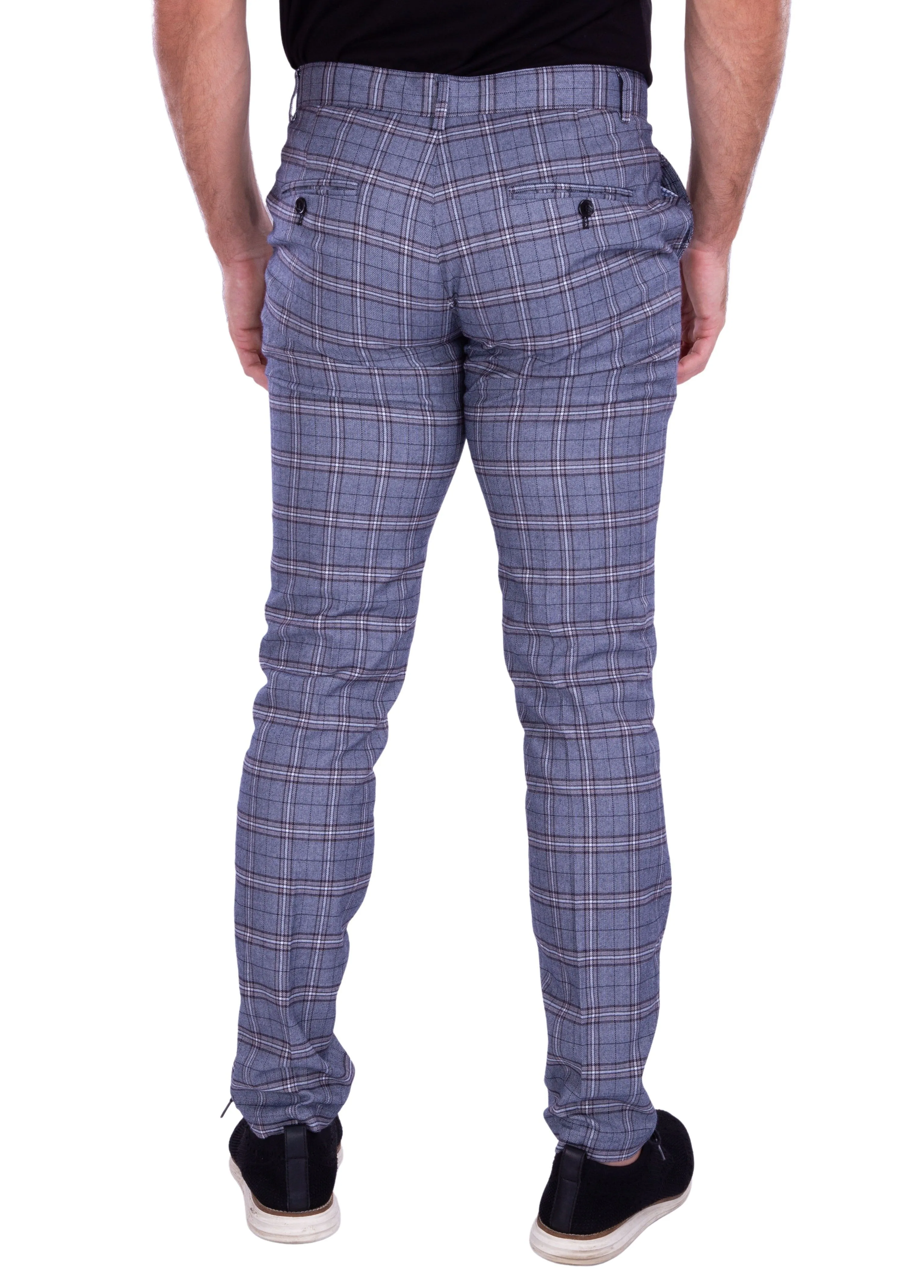 Men's Plaid Dress Pants Multi Grey