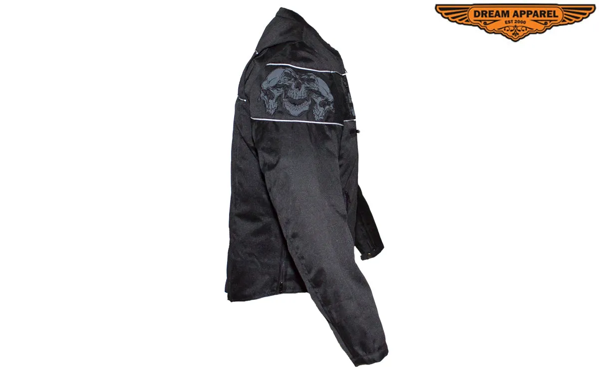 Men's Textile Concealed Carry Racing Jacket with Reflective Skulls