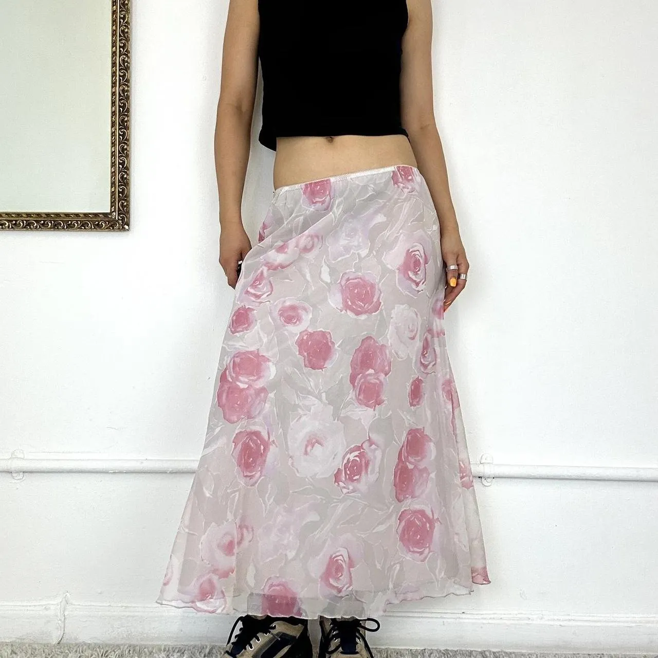 mesh maxi skirt