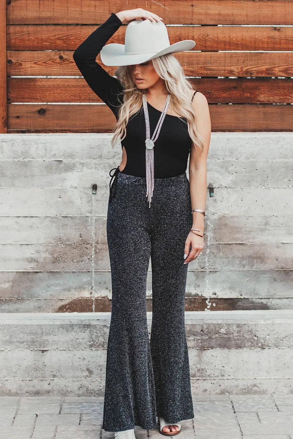 Metallic Shining Flared Pants