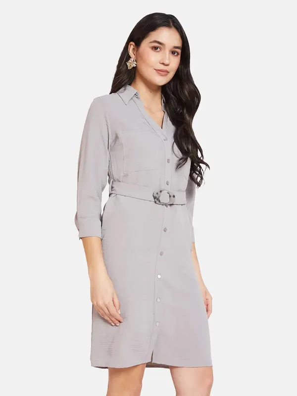 Mettle Cuffed Sleeves Cotton Shirt Dress