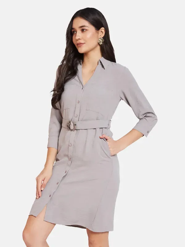 Mettle Cuffed Sleeves Cotton Shirt Dress