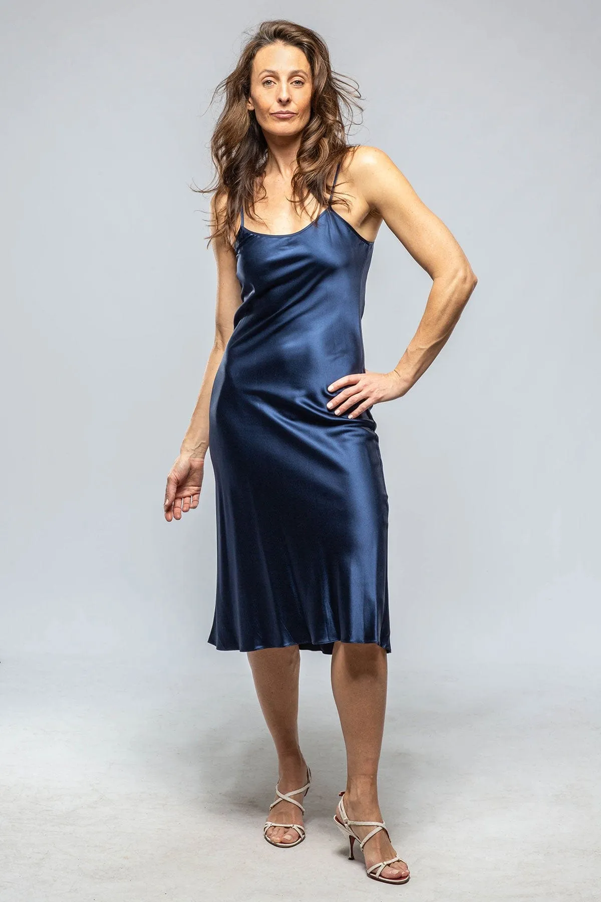 Midi Slip Dress In Navy