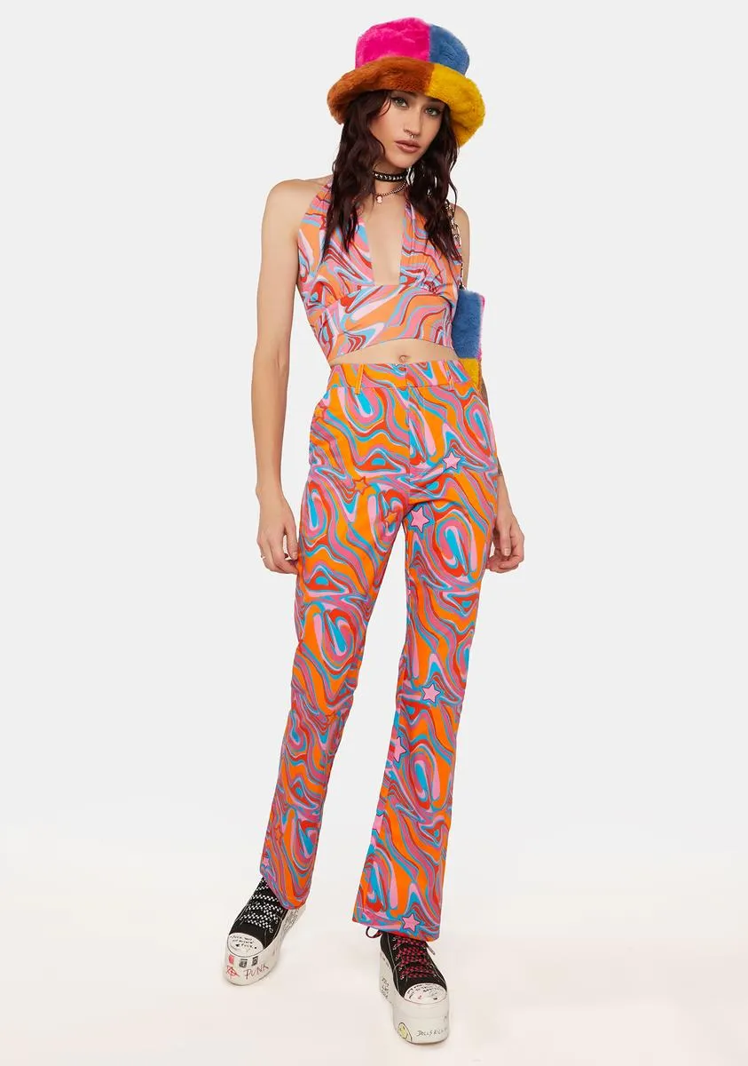 Multi Print Cynthia Starr Swirl Print Flares