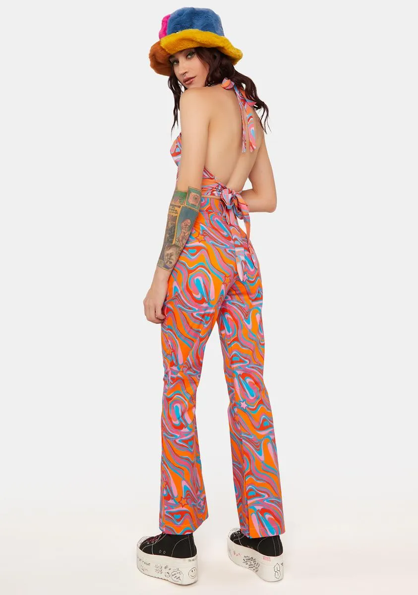 Multi Print Cynthia Starr Swirl Print Flares