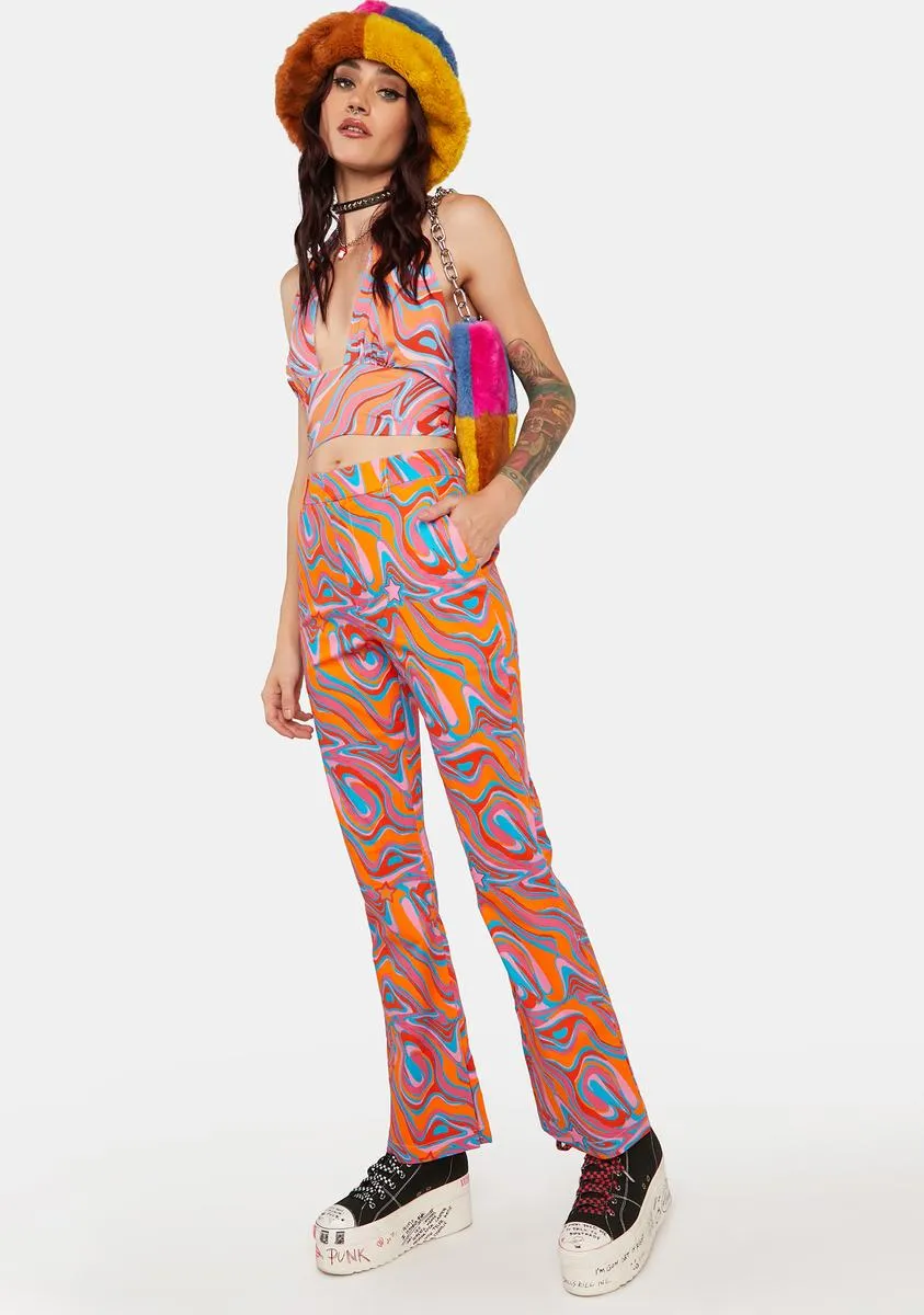 Multi Print Cynthia Starr Swirl Print Flares