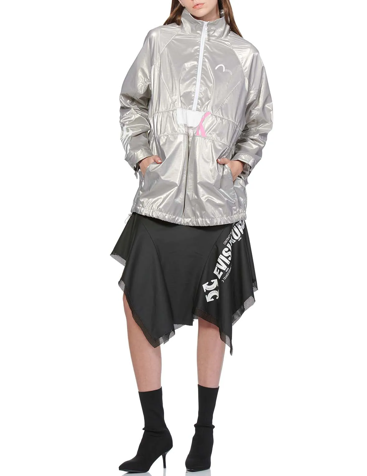 Multi Print Reflective Pullover Windbreaker Jacket