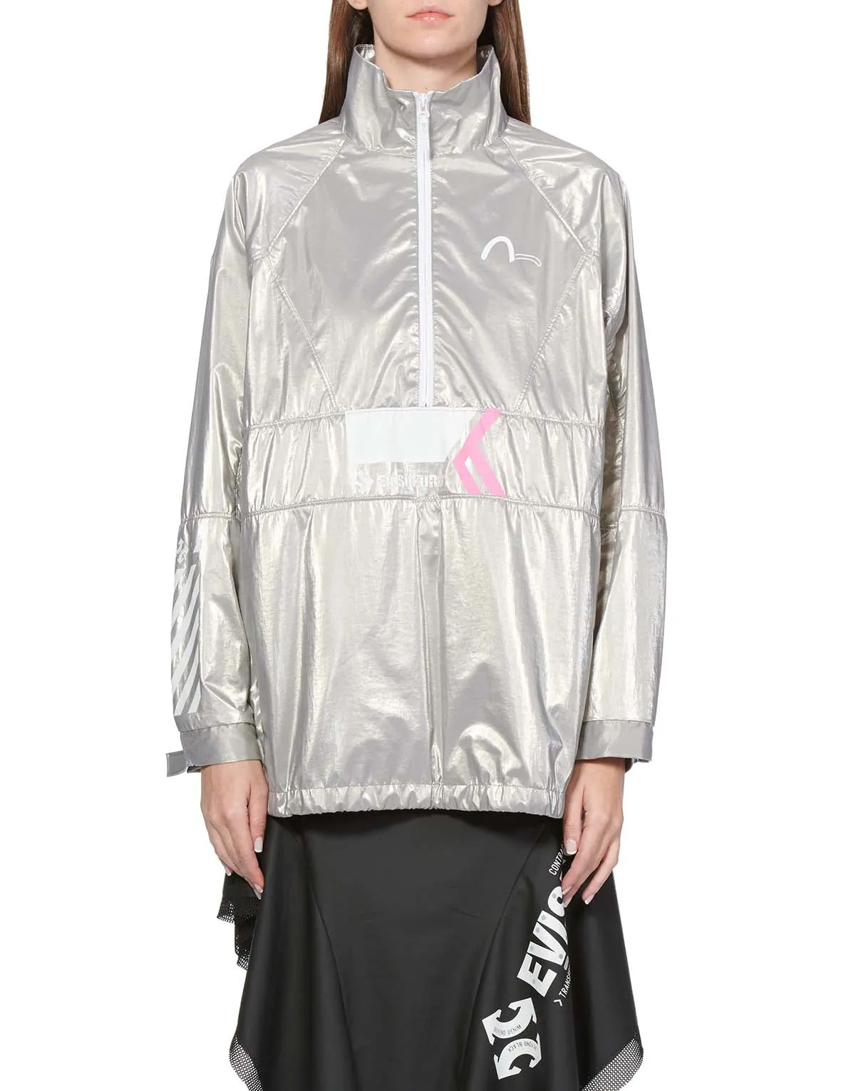 Multi Print Reflective Pullover Windbreaker Jacket