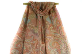 Muted Gold Big Wild Paisley Pashmina Scarf Bohemian Shawl