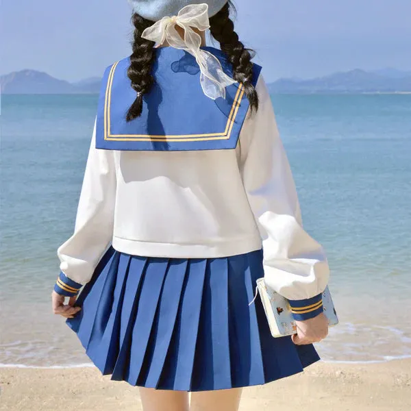 Navy Bow Uniform Pleated Skirt Set  AD21084