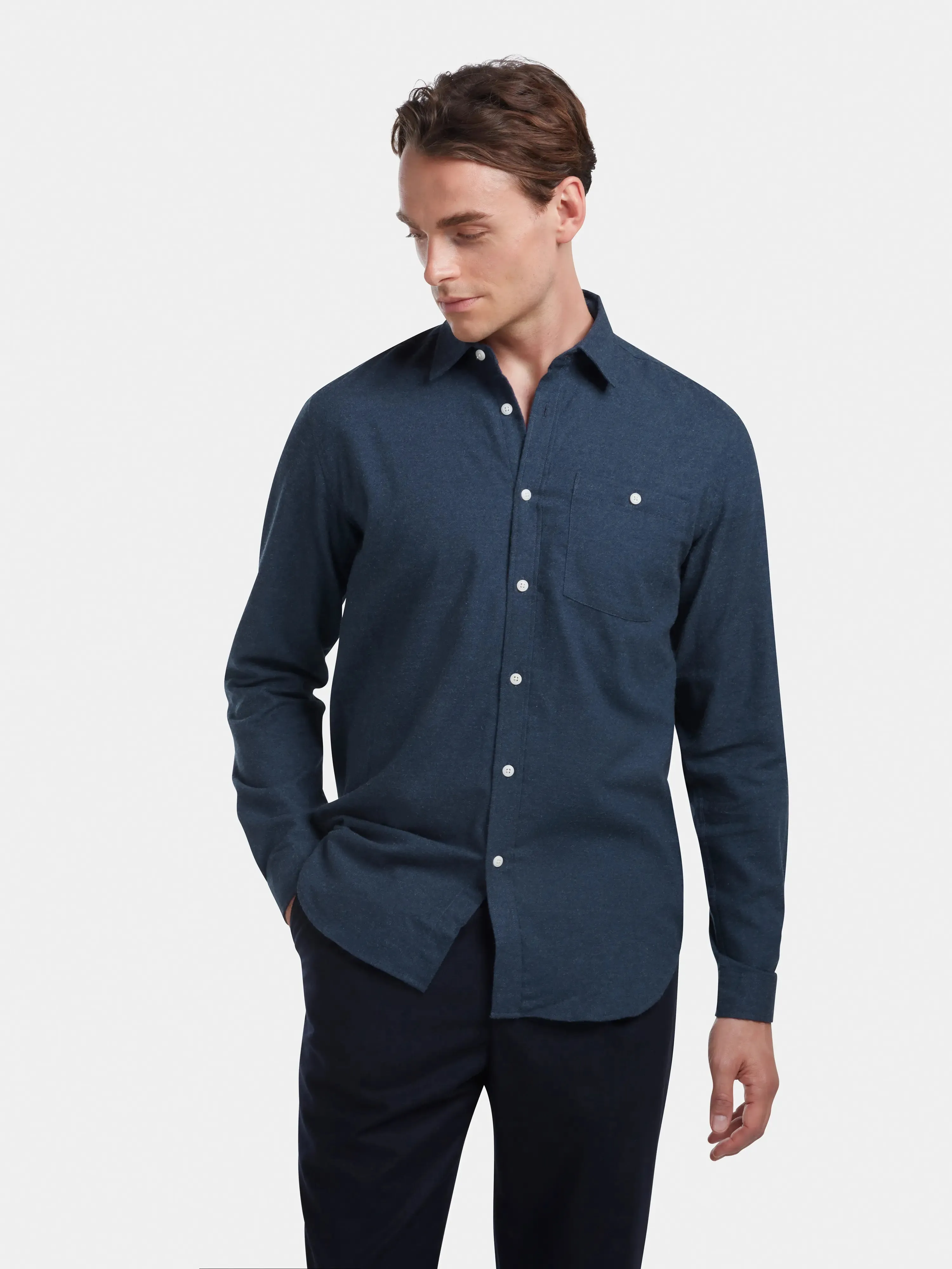 Navy Cotton Cashmere Shirt