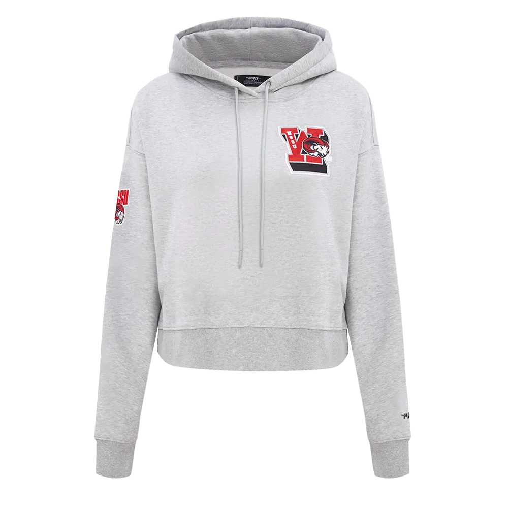 NCAA WINSTON-SALEM STATE UNIVERSITY CLASSIC WOMEN'S FLC CROPPED PO HOODIE (HEATHER GREY)