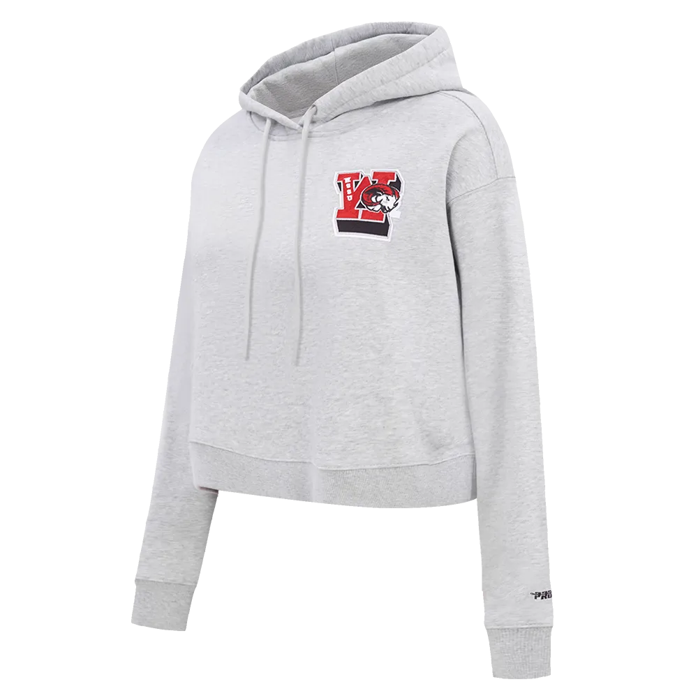 NCAA WINSTON-SALEM STATE UNIVERSITY CLASSIC WOMEN'S FLC CROPPED PO HOODIE (HEATHER GREY)