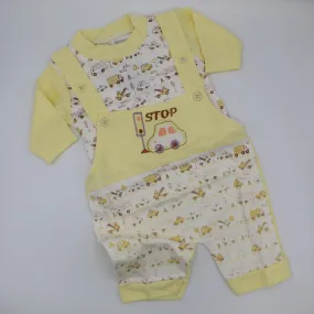 Newborn Bodysuit Car Printer Dungaree Romper with Shirt 0-3 Months