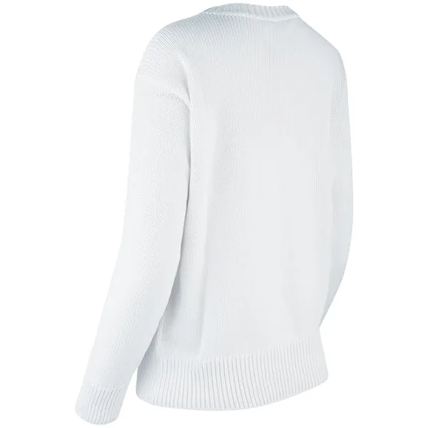 Oversized Round Neck Pullover in White