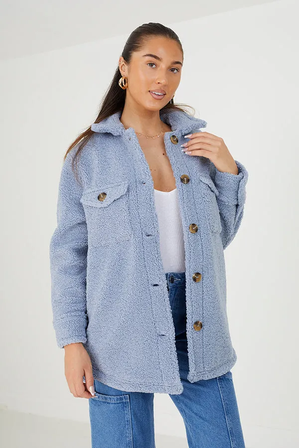 OVERSIZED STEAM CURLED FAUX FUR SHACKET