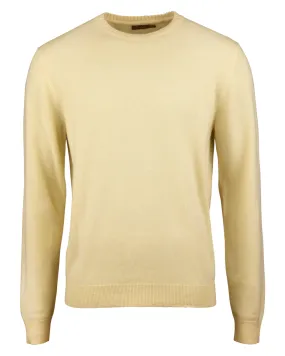 PALE YELLOW CASHMERE CREW NECK SWEATER