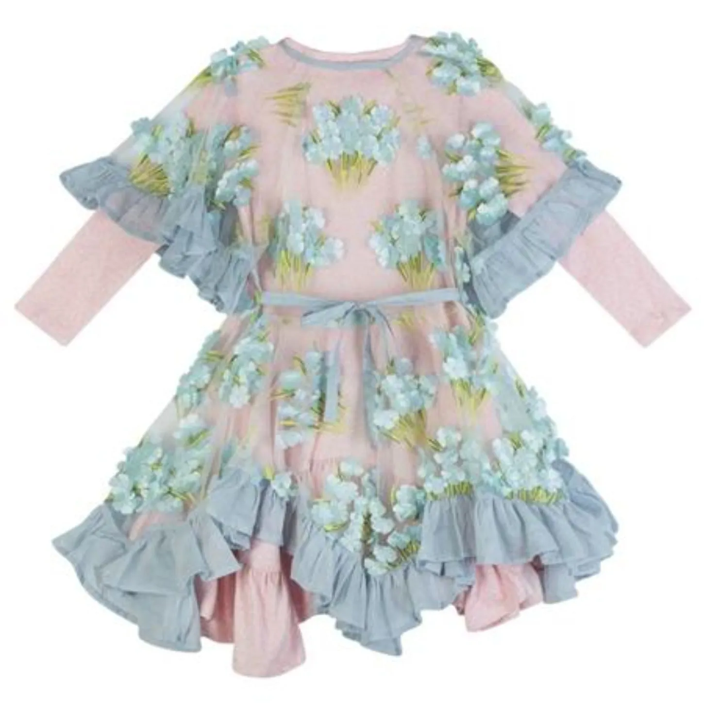 Paper Wings Girls Embroidered Tulle Frill Dress