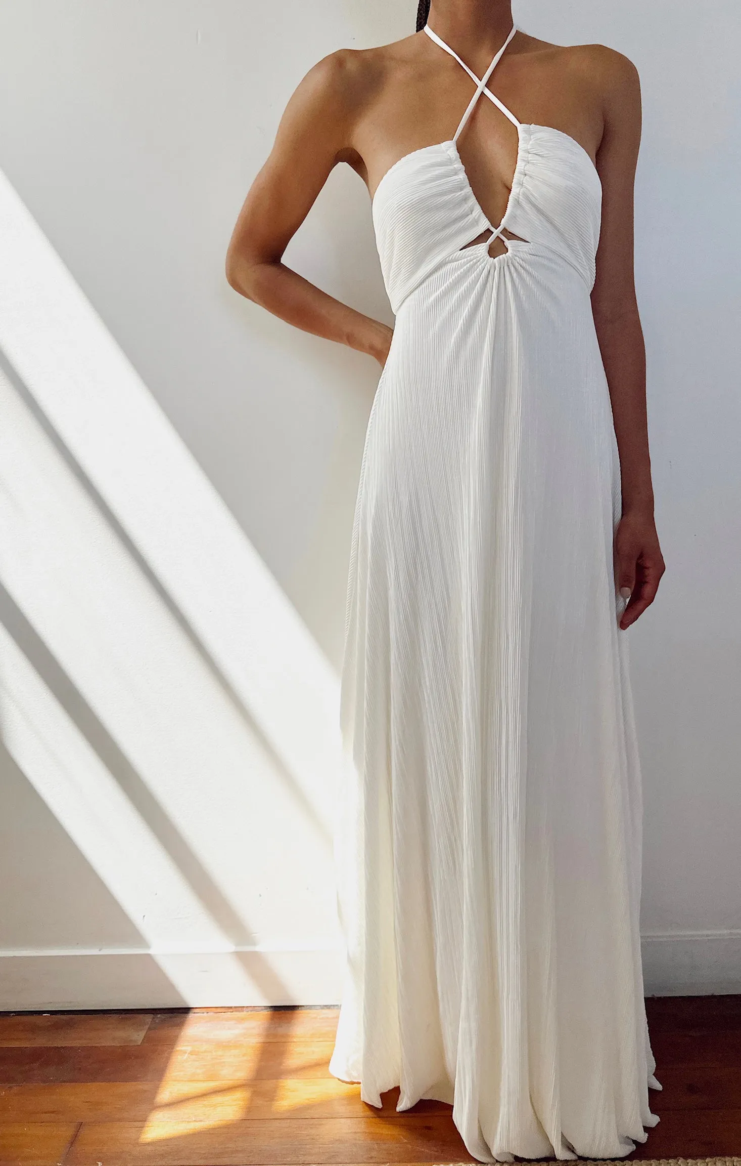 Paros Maxi Dress ~ Ivory Pleat