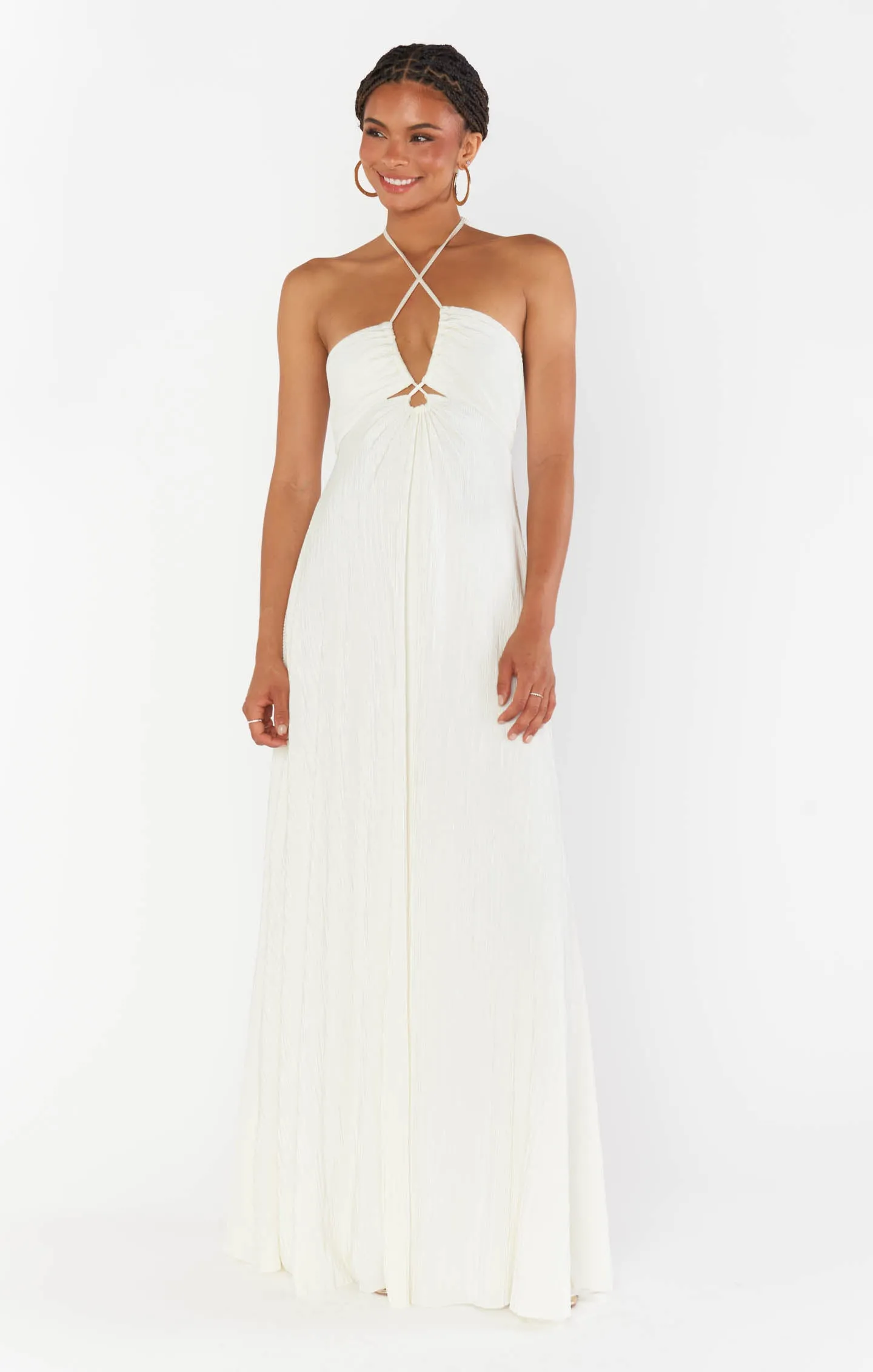 Paros Maxi Dress ~ Ivory Pleat