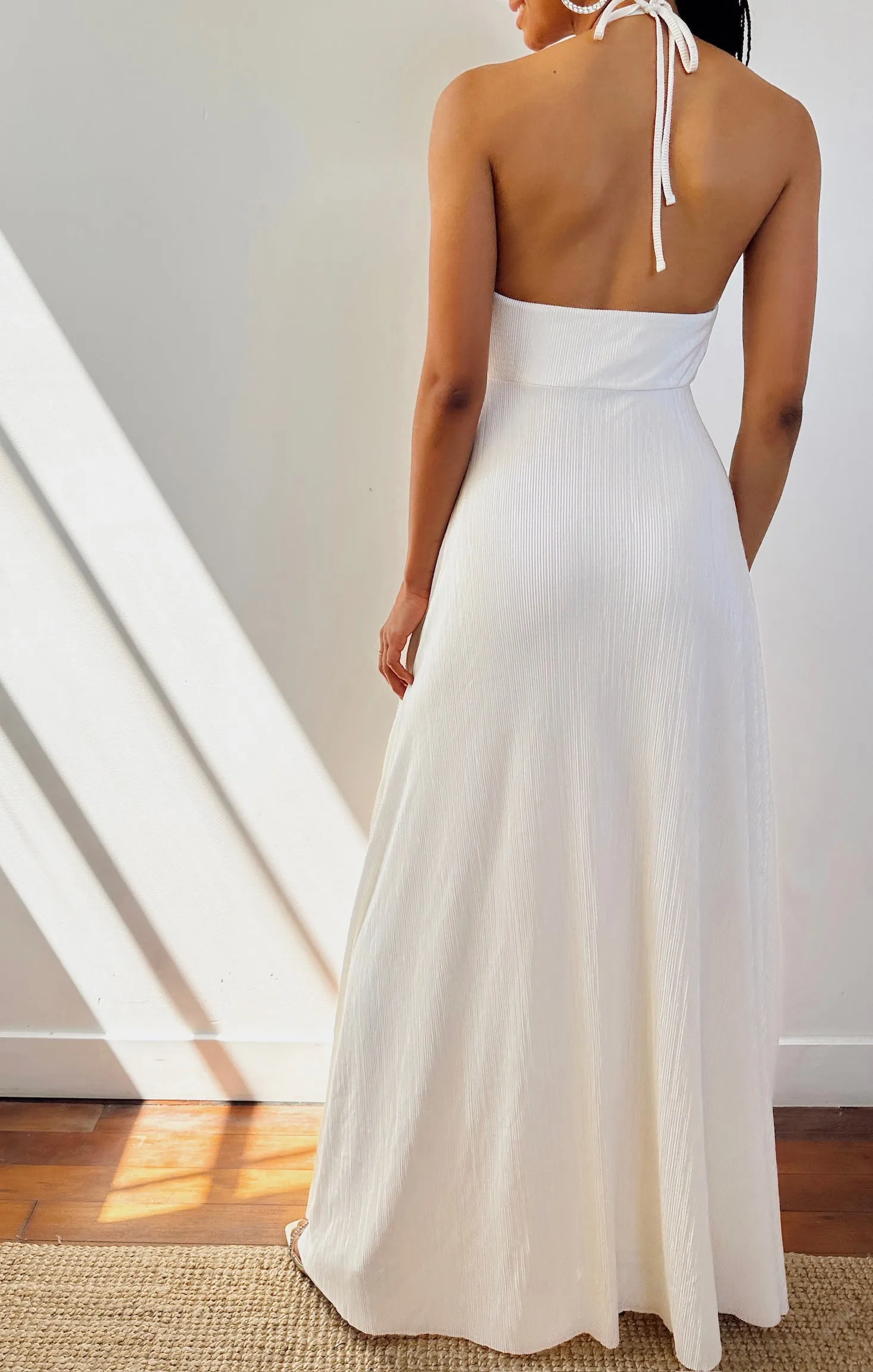 Paros Maxi Dress ~ Ivory Pleat