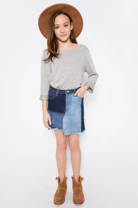 Patchwork Denim Skirt