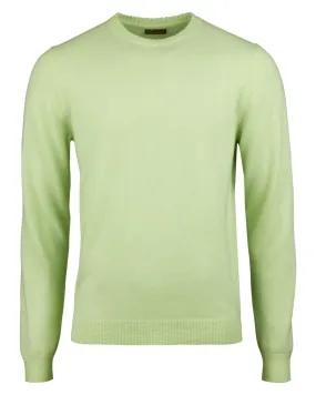 PEAR GREEN CASHMERE CREW NECK SWEATER