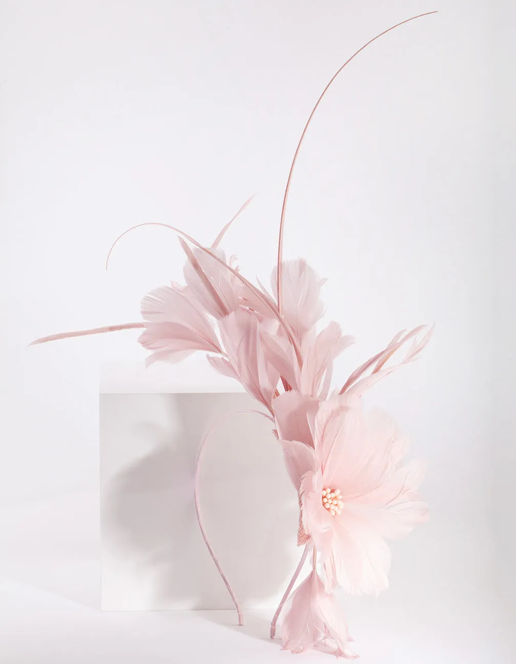 Pink Cluster Flower and Feather Fascinator