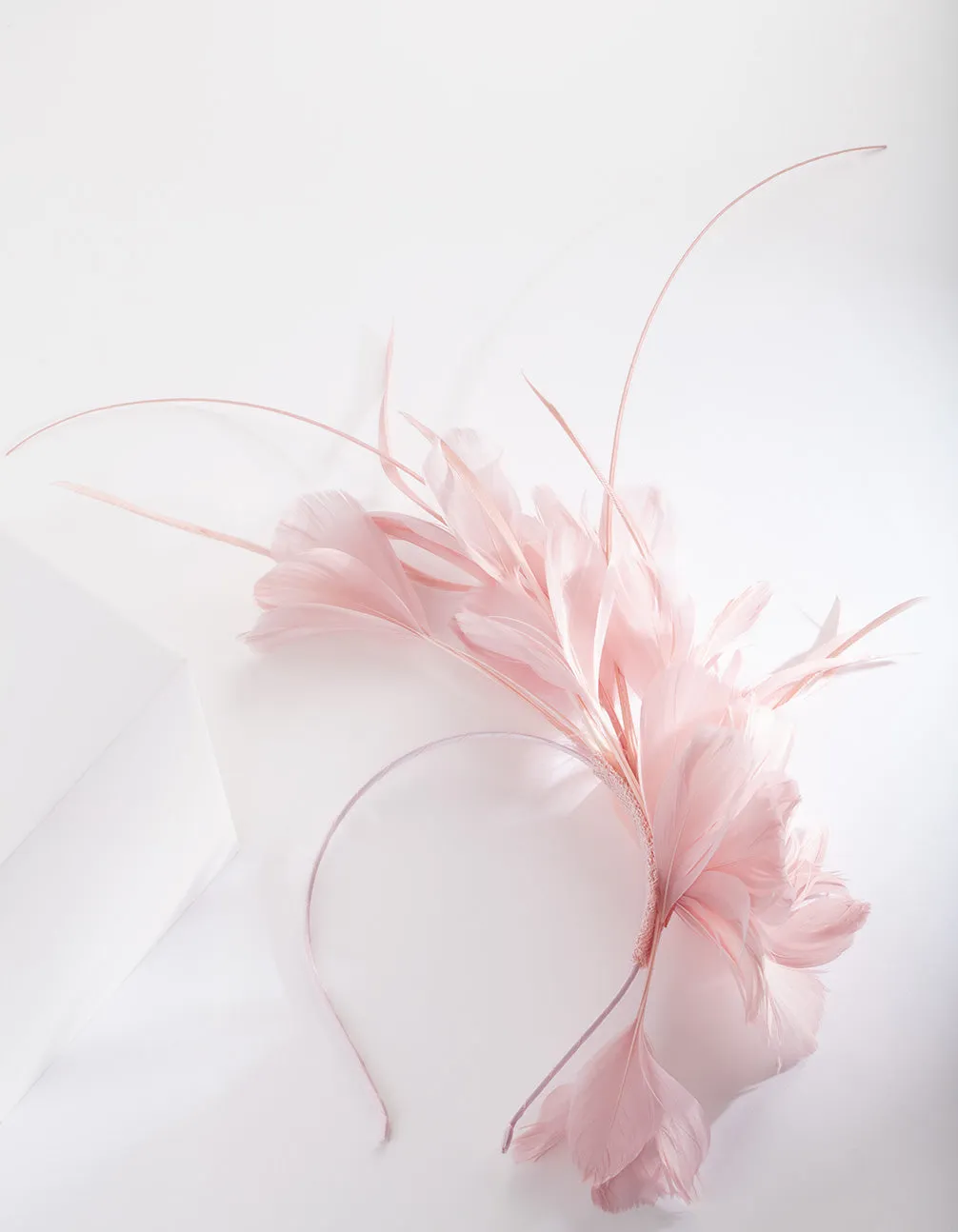 Pink Cluster Flower and Feather Fascinator