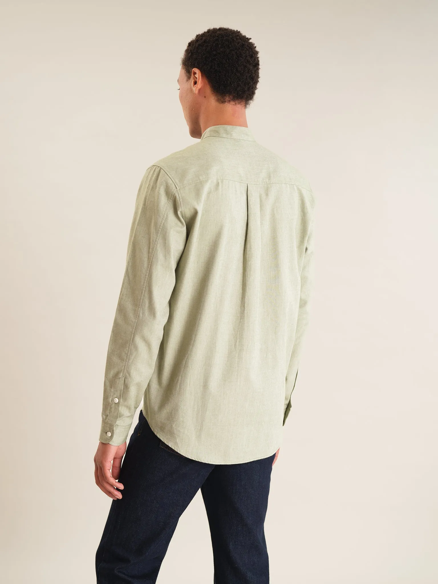 Pistachio Cotton Cashmere Grandad Shirt