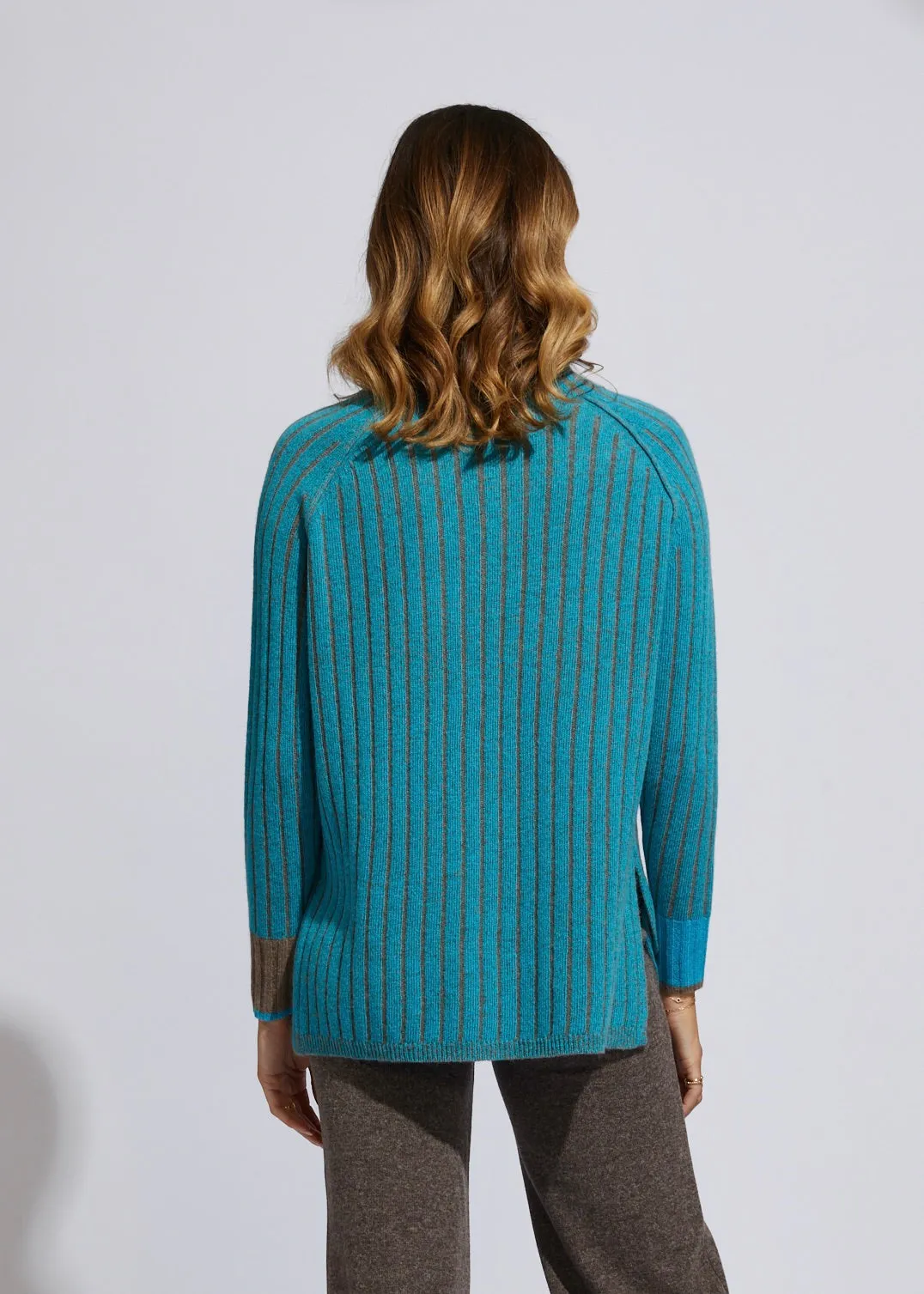 Plaited Rollneck Jumper Aqua