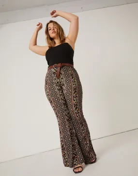 Plus Size Paisley Patterned Pants