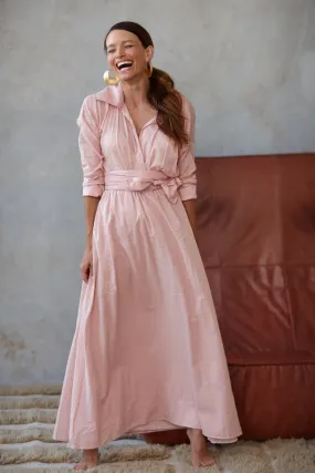 Poppy Long Shirt Dress in Dusty Pink