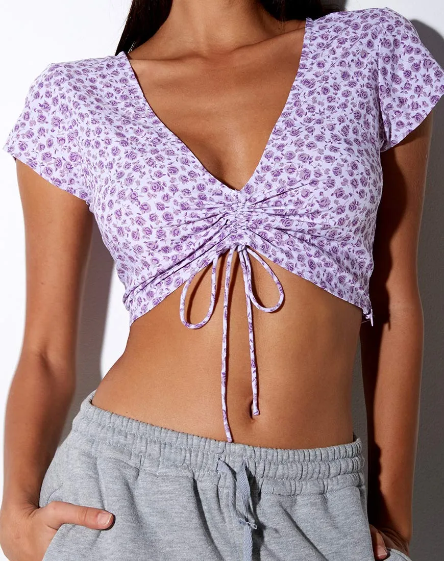 Raeto Top in Ditsy Rose Lilac