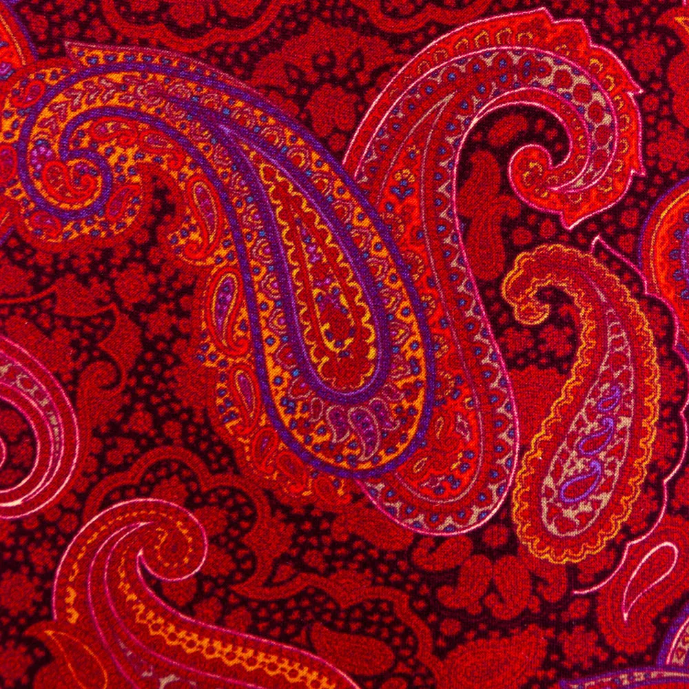 Red Sicilian Paisley Motif Duchesse Silk Tie