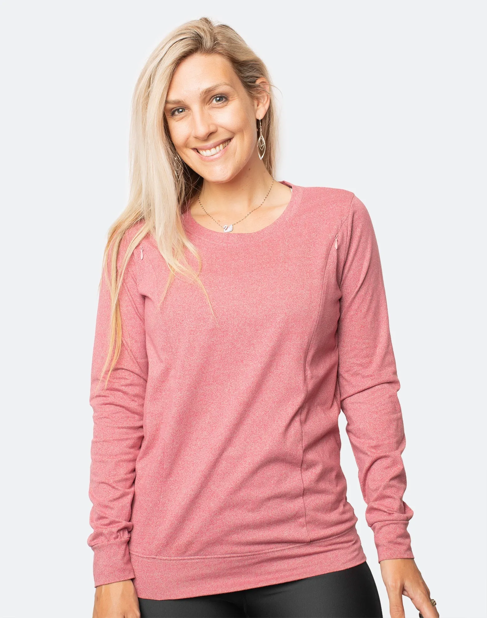 Relove ** Maternity Top - Crew Neck Jumper Rose Marle