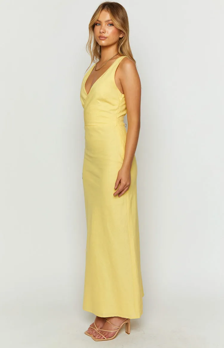 Resorts Yellow Linen Blend Maxi Dress