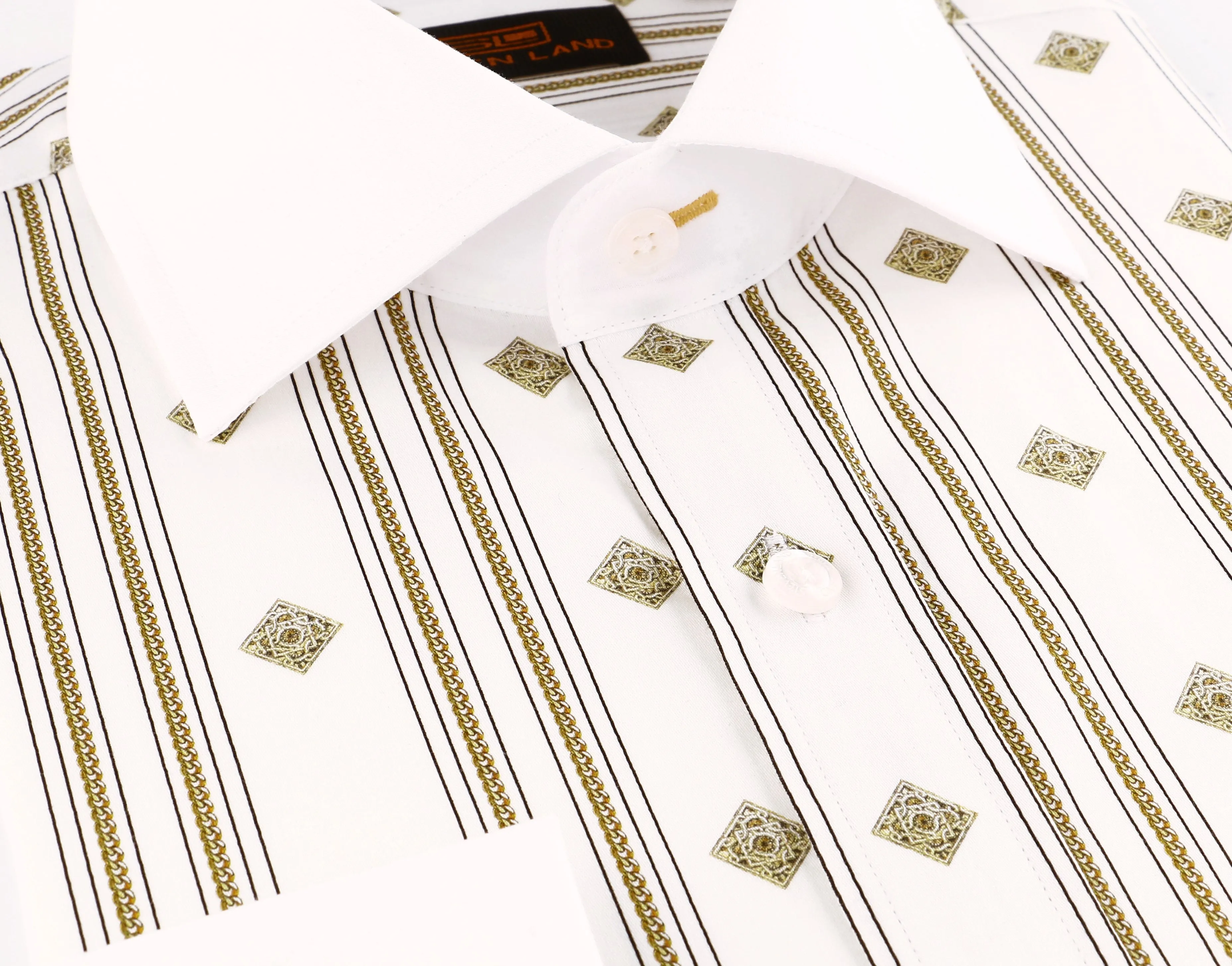 Roman Chains Dress Shirt   Cufflink | White