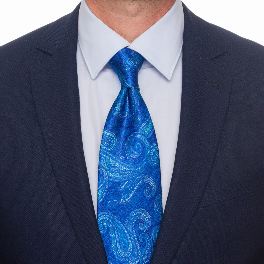 Royal Blue Sicilian Paisley Duchesse Silk Tie