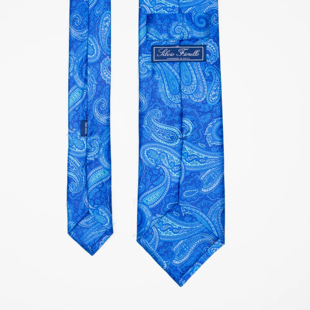 Royal Blue Sicilian Paisley Duchesse Silk Tie