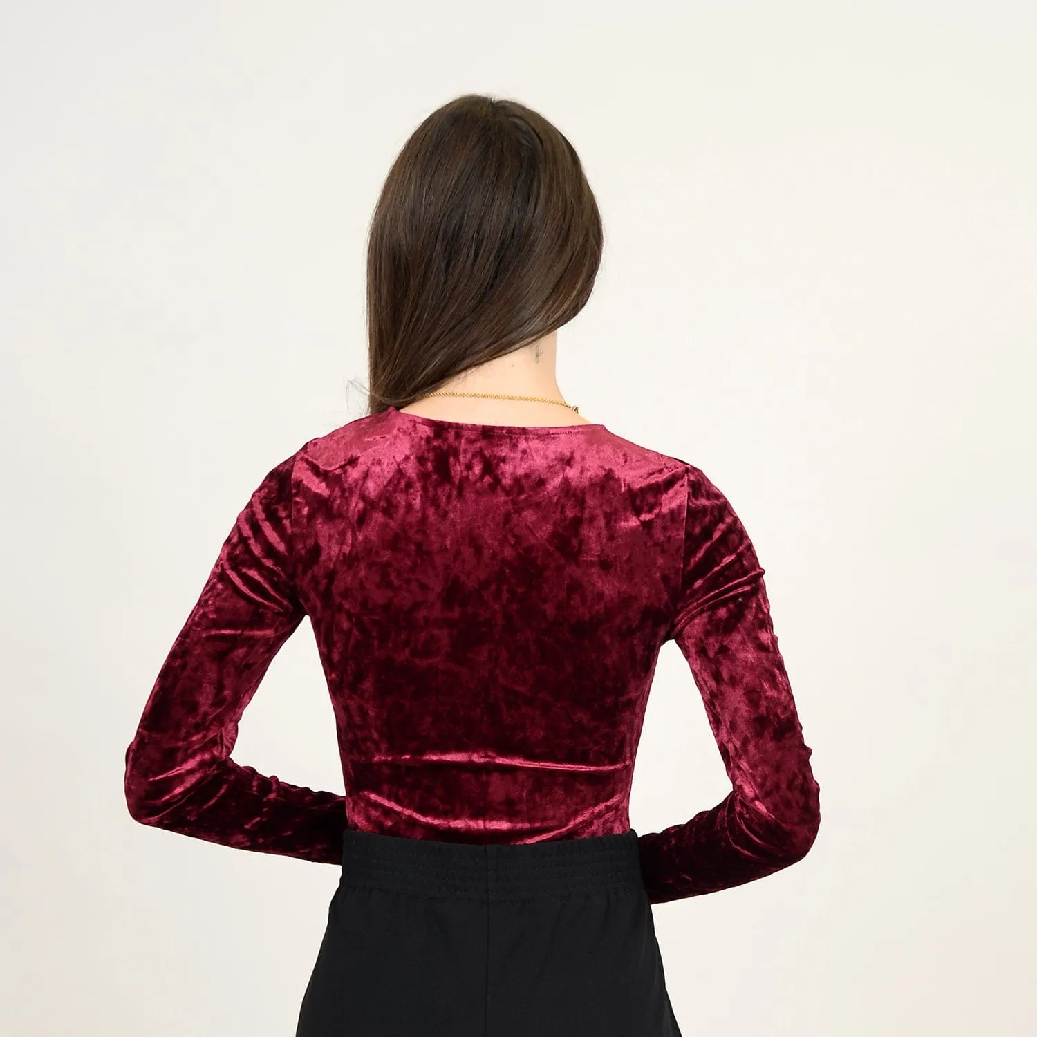 Second Skin Roxi Long Sleeve Velvet Bodysuit