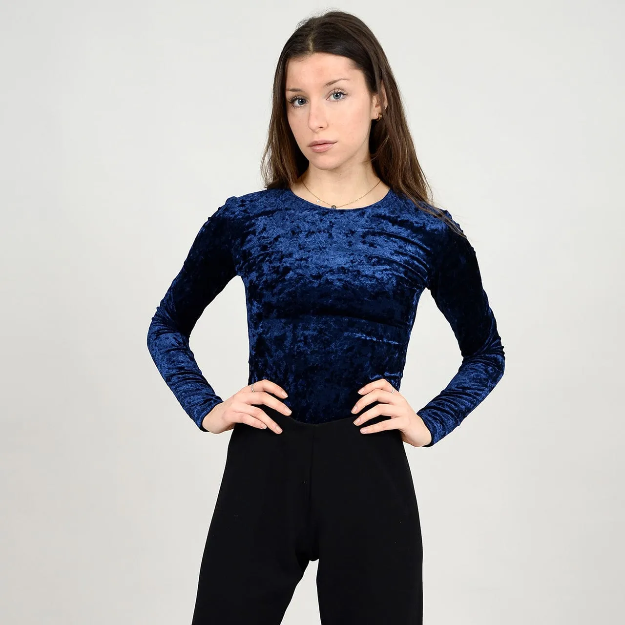 Second Skin Roxi Long Sleeve Velvet Bodysuit