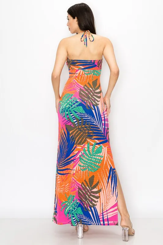 Sexsi Tropical Halter Maxi Dress