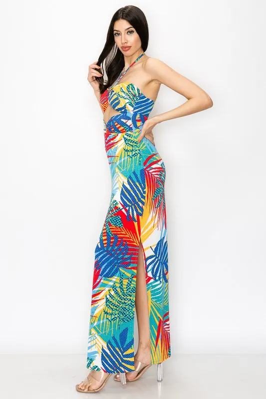 Sexsi Tropical Halter Maxi Dress