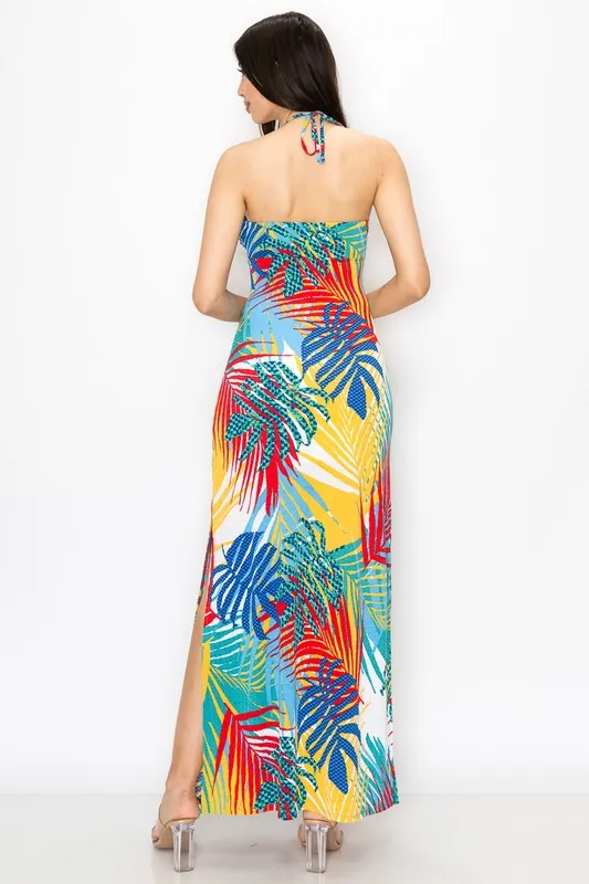 Sexsi Tropical Halter Maxi Dress