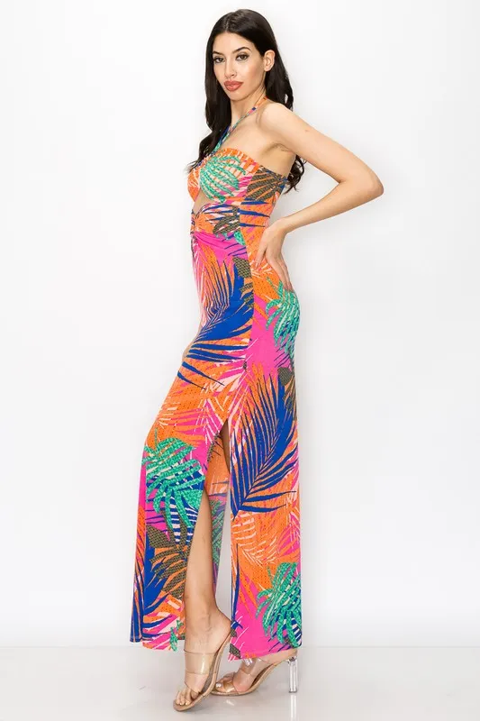 Sexsi Tropical Halter Maxi Dress