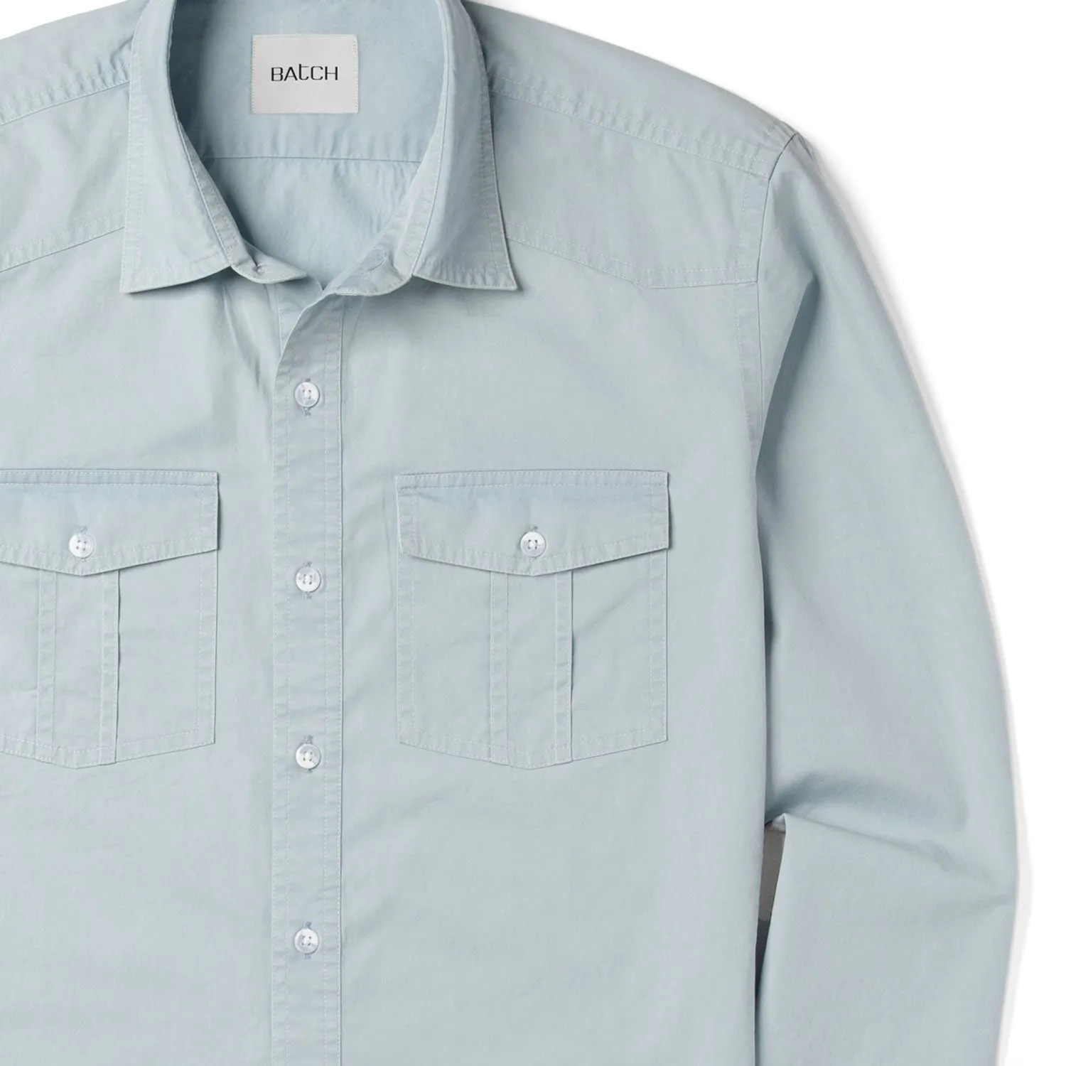 Shepherd Western Shirt – Light Blue Cotton Twill