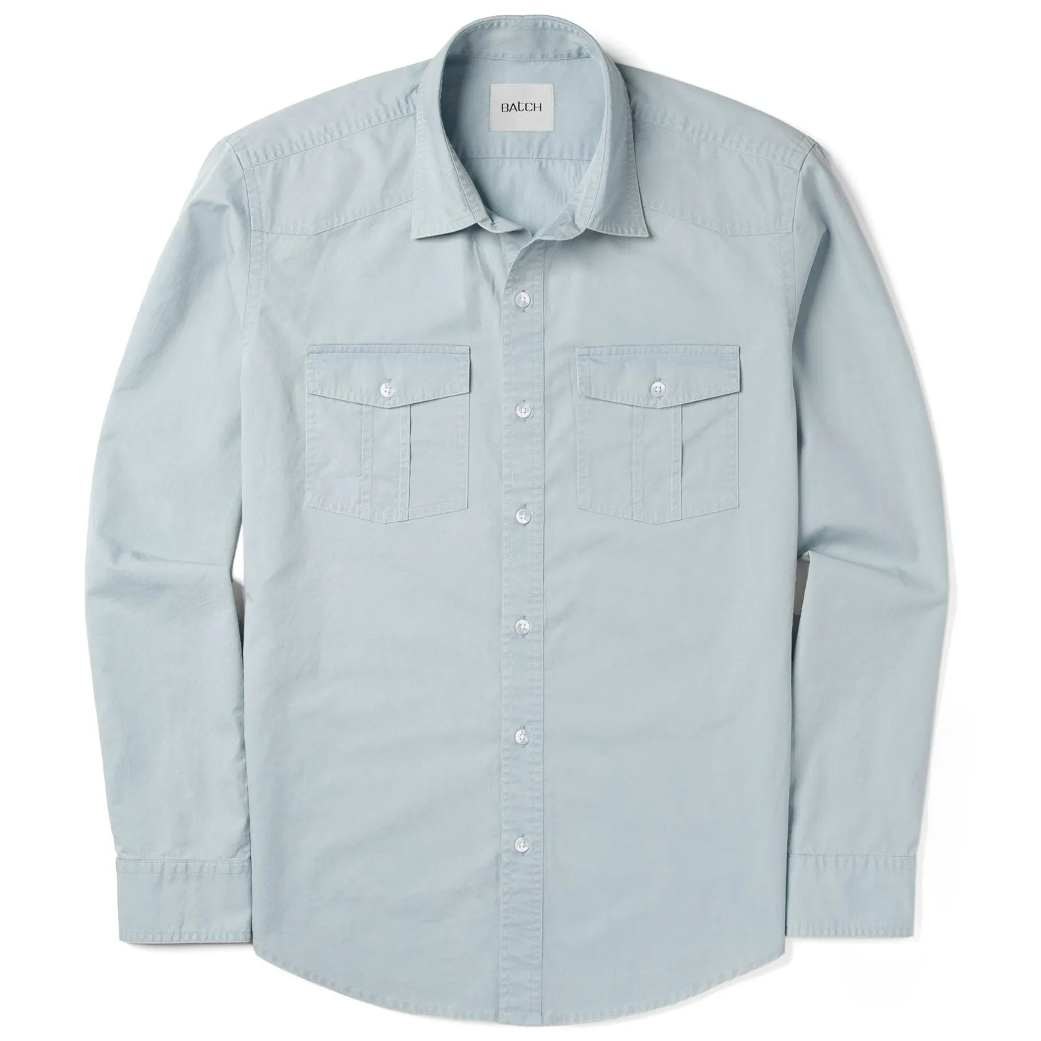 Shepherd Western Shirt – Light Blue Cotton Twill