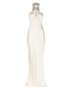 Shona Joy High Neck Twist Maxi Dress in Cream